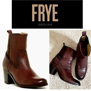⚠️ 🚦FRYE "Janis Gore" Dark Brown Leather Ankle Boots. Sz 8